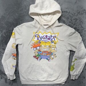 Nickelodeon Rugrats Mens Hoodie‎ Small Beige Sweatshirt Pullover Sweater